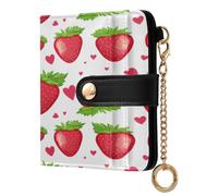 xigua Strawberry Love Wallet for Women, Small Slim PU Leather Credit Card Wallets RFID Blocking Bifold, Zipper Coin Pocket Purse
