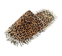 xigua Stylish Leopard Print Cleaning Slippers Shoes,Washable Reusable Floor Mop Men Women Sweeper Cleaning Slippers for House Office Kitchen-M