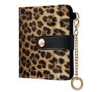 xigua Stylish Leopard Print Wallet for Women, Small Slim PU Leather Credit Card Wallets RFID Blocking Bifold, Zipper Coin Pocket Purse
