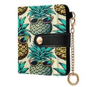 xigua Sunglasses Pineapple Wallet for Women, Small Slim PU Leather Credit Card Wallets RFID Blocking Bifold, Zipper Coin Pocket Purse