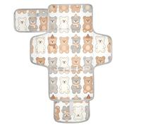 xigua Teddy Bear Pattern Portable Diaper Changing Pad, Waterproof Baby Changing Mat with Storage Pocket & Built-in Pillow, Foldable Travel Pad, Newborn Gift Set for Boy Girl