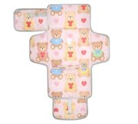 xigua Teddy Bear Pattern Portable Diaper Changing Pad, Waterproof Baby Changing Mat with Storage Pocket & Built-in Pillow, Foldable Travel Pad, Newborn Gift Set for Boy Girl
