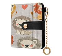 xigua Tender Lion Pattern Wallet for Women, Small Slim PU Leather Credit Card Wallets RFID Blocking Bifold, Zipper Coin Pocket Purse