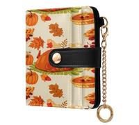 xigua Thanksgiving Turkey Pattern Wallet for Women, Small Slim PU Leather Credit Card Wallets RFID Blocking Bifold, Zipper Coin Pocket Purse
