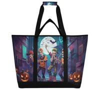 xigua Three Dancing Skeletons Insulated Reusable Grocery Bags, Large Heavy Duty Shopping Tote, Foldable Cooler Bag with Handles for Fruit Vegetable Clothes Toys and Picnic178