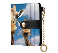 xigua Three Giraffes Wallet for Women, Small Slim PU Leather Credit Card Wallets RFID Blocking Bifold, Zipper Coin Pocket Purse