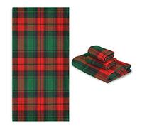 xigua Towel Bathroom Sets, Red Green Black Tartan Plaid Towels 3-Piece, 1 Bath Towel, 1 Hand Towel & 1 Washcloth, Softness & Absorbency Towel Set of 3 Multifuntion for Home Kitchen Hotel Gym Swim Spa