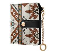 xigua Tribal Cow Print Wallet for Women, Small Slim PU Leather Credit Card Wallets RFID Blocking Bifold, Zipper Coin Pocket Purse