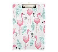 xigua Tropical Leaves Flamingo Clipboard Cute Design Letter Size Clipboard A4 Standard Size 9 x 12.5 Inch with Low Profile Metal Clip for Students, Classroom, Office, Women, Kids