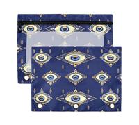 xigua Turkish Evil Eye Symbols (1) Binder Pencil Pouch with Zipper Enforced Hole 3 Ring Pencil Case Fits Standard 3-Ring Binders-2 Pack