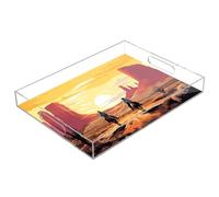 xigua Two Cowboys Serving Tray, Decorative Ottoman Trays with Handles for Breakfast, Coffee Table, Dining Room, Party - 16" x 12"