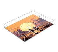 xigua Two Cowboys Serving Tray, Decorative Ottoman Trays with Handles for Breakfast, Coffee Table, Dining Room, Party - 16" x 12"