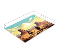 xigua Two Cowboys Serving Tray, Decorative Ottoman Trays with Handles for Breakfast, Coffee Table, Dining Room, Party - 16" x 12"