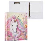 xigua Unicorn A4 Ring Binders, A4 Folders 3 Ring Binder to Hold 200 Sheets, D Ring Binders with Clipboard for Home Office Supplies 2 Pack
