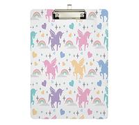 xigua Unicorn Love Hearts Clipboard Cute Design Letter Size Clipboard A4 Standard Size 9 x 12.5 Inch with Low Profile Metal Clip for Students, Classroom, Office, Women, Kids