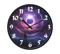 xigua Universe Black Hole Night Light Wall Clock,12 Inch Sound Control Glow in the Dark Clock,Silent Wall Clocks Luminous with Hands for Bedroom Living Room Kitchen Office19