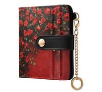 xigua Valentine's Day Red Rose Women's RFID Wallet -Sof Leather Small Ladies Purse with Zipper Coin Pocket & ID Window - Purse Card Holder for Women253