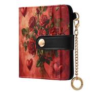 xigua Valentine's Day Red Rose Women's RFID Wallet -Sof Leather Small Ladies Purse with Zipper Coin Pocket & ID Window - Purse Card Holder for Women255
