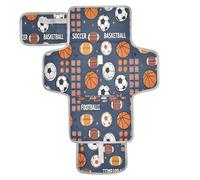 xigua Various Sport Balls Portable Diaper Changing Pad, Waterproof Baby Changing Mat with Storage Pocket & Built-in Pillow, Foldable Travel Pad, Newborn Gift Set for Boy Girl