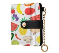xigua Veggie Doodle Wallet for Women, Small Slim PU Leather Credit Card Wallets RFID Blocking Bifold, Zipper Coin Pocket Purse
