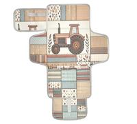 xigua Vintage Checkered Farm Tractor Portable Diaper Changing Pad, Waterproof Baby Changing Mat with Storage Pocket & Built-in Pillow, Foldable Travel Pad, Newborn Gift Set for Boy Girl