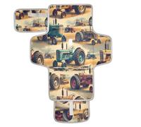 xigua Vintage Farm Tractors Portable Diaper Changing Pad, Waterproof Baby Changing Mat with Storage Pocket & Built-in Pillow, Foldable Travel Pad, Newborn Gift Set for Boy Girl