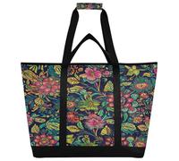 xigua Vintage Flowers Insulated Reusable Grocery Bags, Large Heavy Duty Shopping Tote, Foldable Cooler Bag with Handles for Fruit Vegetable Clothes Toys and Picnic341