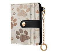 xigua Vintage Paws Pattern Wallet for Women, Small Slim PU Leather Credit Card Wallets RFID Blocking Bifold, Zipper Coin Pocket Purse