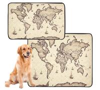 xigua Washable Pee Pads for Dogs,Non-Slip, Super Absorbent Reusable Training Pads, 3 Pack Classic World Map Reusable Puppy Pads for Home, Car, Travel