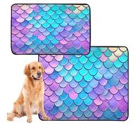 xigua Washable Pee Pads for Dogs,Non-Slip, Super Absorbent Reusable Training Pads, 3 Pack Rainbow Mermaid Scales Reusable Puppy Pads for Home, Car, Travel