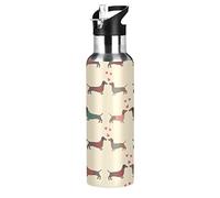 xigua Water Bottle with Straw Lid Leakproof Vacuum Insulated Stainless Steel Dachshund Dogs Pattern Sport Water Bottles 20 oz