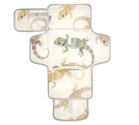 xigua Watercolor Gecko Pattern Portable Diaper Changing Pad, Waterproof Baby Changing Mat with Storage Pocket & Built-in Pillow, Foldable Travel Pad, Newborn Gift Set for Boy Girl