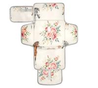 xigua Watercolor Horses and Flowers Portable Diaper Changing Pad, Waterproof Baby Changing Mat with Storage Pocket & Built-in Pillow, Foldable Travel Pad, Newborn Gift Set for Boy Girl