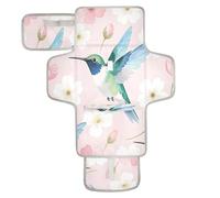 xigua Watercolor Hummingbird Portable Diaper Changing Pad, Waterproof Baby Changing Mat with Storage Pocket & Built-in Pillow, Foldable Travel Pad, Newborn Gift Set for Boy Girl
