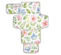 xigua Watercolor Leaves Flowers Portable Diaper Changing Pad, Waterproof Baby Changing Mat with Storage Pocket & Built-in Pillow, Foldable Travel Pad, Newborn Gift Set for Boy Girl