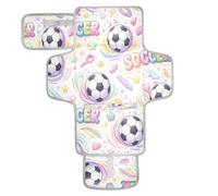 xigua Watercolor Soccer Balls Portable Diaper Changing Pad, Waterproof Baby Changing Mat with Storage Pocket & Built-in Pillow, Foldable Travel Pad, Newborn Gift Set for Boy Girl