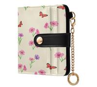 xigua Watercolor Wildflower Wallet for Women, Small Slim PU Leather Credit Card Wallets RFID Blocking Bifold, Zipper Coin Pocket Purse