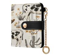 xigua Western Desert Cows Wallet for Women, Small Slim PU Leather Credit Card Wallets RFID Blocking Bifold, Zipper Coin Pocket Purse