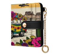 xigua Western Desert Floral Bus Wallet for Women, Small Slim PU Leather Credit Card Wallets RFID Blocking Bifold, Zipper Coin Pocket Purse
