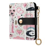 xigua Whimsical Pink Leopard Wallet for Women, Small Slim PU Leather Credit Card Wallets RFID Blocking Bifold, Zipper Coin Pocket Purse