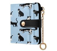 xigua White Cats Wallet for Women, Small Slim PU Leather Credit Card Wallets RFID Blocking Bifold, Zipper Coin Pocket Purse