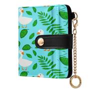 xigua White Ducks Wallet for Women, Small Slim PU Leather Credit Card Wallets RFID Blocking Bifold, Zipper Coin Pocket Purse