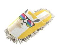 xigua White Lama Head Mop Slippers Cleaning Tool Slippers Anti-Slip Mopping Shoes Microfiber Floor House Slippers （L）