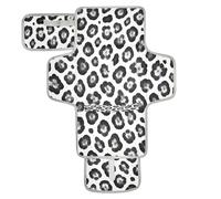 xigua White Leopard Pattern Portable Diaper Changing Pad, Waterproof Baby Changing Mat with Storage Pocket & Built-in Pillow, Foldable Travel Pad, Newborn Gift Set for Boy Girl