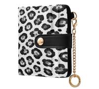 xigua White Leopard Pattern Wallet for Women, Small Slim PU Leather Credit Card Wallets RFID Blocking Bifold, Zipper Coin Pocket Purse