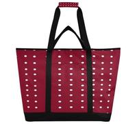 xigua White Polka Dots Purple Red Insulated Reusable Grocery Bags, Large Heavy Duty Shopping Tote, Foldable Cooler Bag with Handles for Fruit Vegetable Clothes Toys and Picnic174