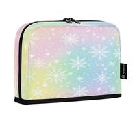 xigua White Snowflake Rainbow Background Big Capacity Pencil Case Large Pencil Pen Pouch Bag for School College Office Organizer for Student Teens Girls Adults666