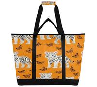 xigua White Tiger Cubs with Blue Eyes Insulated Reusable Grocery Bags, Large Heavy Duty Shopping Tote, Foldable Cooler Bag with Handles for Fruit Vegetable Clothes Toys and Picnic671