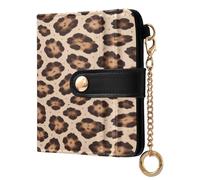 xigua Wild Leopard Pattern Wallet for Women, Small Slim PU Leather Credit Card Wallets RFID Blocking Bifold, Zipper Coin Pocket Purse