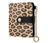 xigua Wild Leopard Pattern Wallet for Women, Small Slim PU Leather Credit Card Wallets RFID Blocking Bifold, Zipper Coin Pocket Purse